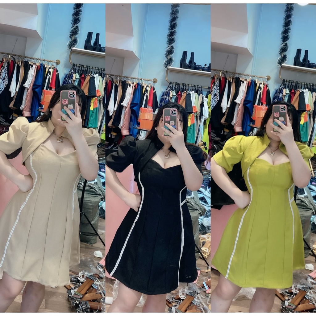 Đầm 2 dây kèm áo khoác đi tiệc xịn sò bigsize (L/XL/2XL)