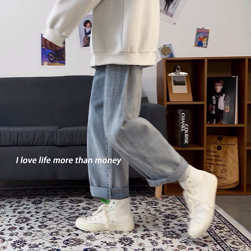 Quần bò jeans ống rộng màu xanh nhạt retro oversize Ulzzang basic cách điệu siêu chất ❤️