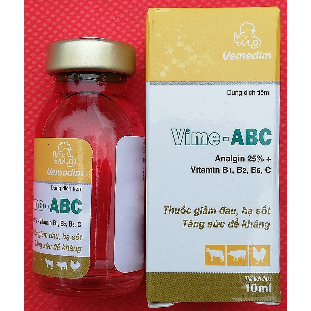 1 lọ VIME - ABC 10ml Chuyên dùng cho gia súc, gia cầm, chó mèo, thỏ, dê, cừu, ngựa, trâu, bò