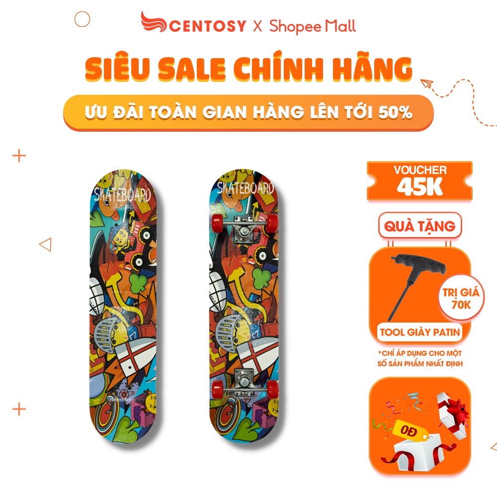 Ván Trượt Trẻ Em Centosy VT 80 In Hình Phong Cách, Mặt Trơn In Hình Phong Cách