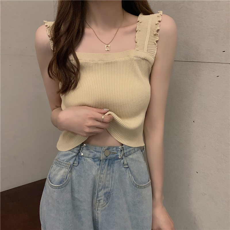 SUXI Áo Dệt Kim Hai Dây Màu Sắc Thời Trang Mùa Hè Cho Nữ