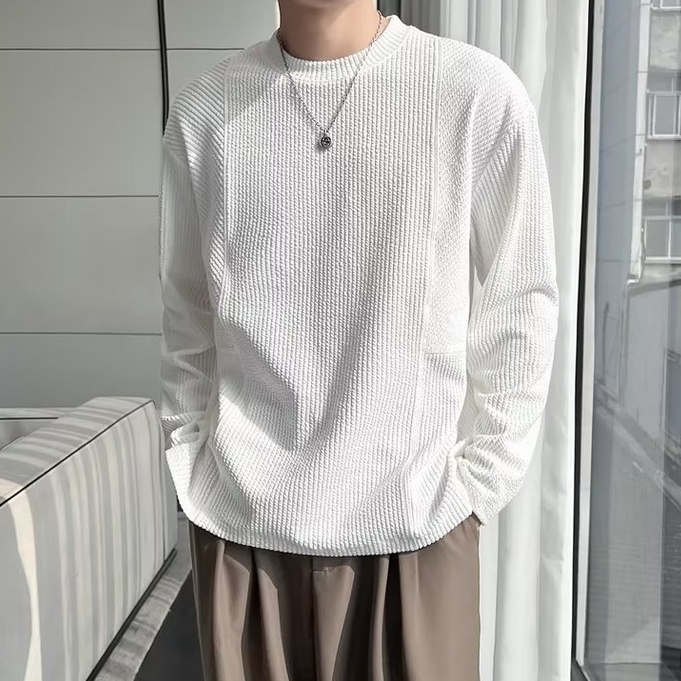 Áo Sơ Mi Tay Dài Cổ Tròn Dáng Rộng Màu Trơn Đơn Giản Thời Trang Hàn Quốc Cho Nam Hàn Quốc áo nam đẹp from rộng simple áo sơ mi nam dài tay áo sơ mi trắng fashion