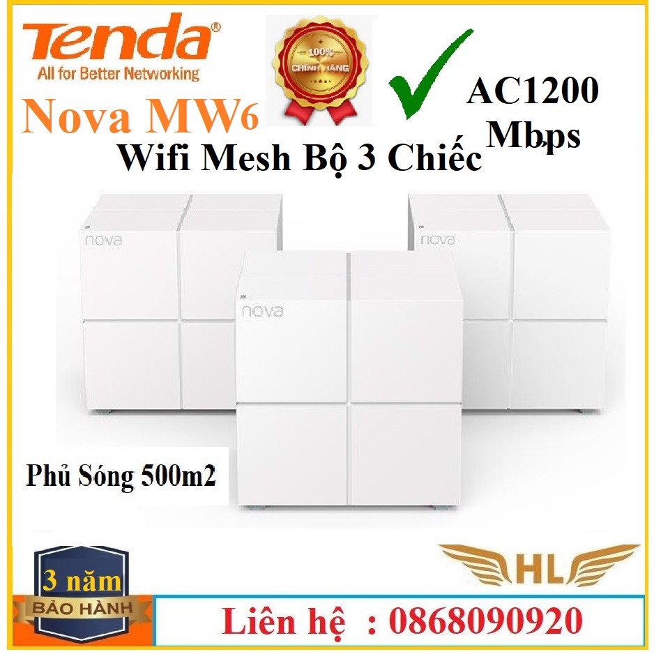 Bộ Phát Wifi Mesh Siêu Mạnh Chuẩn AC1200 Tenda MW6 Hàng Chính Hãng