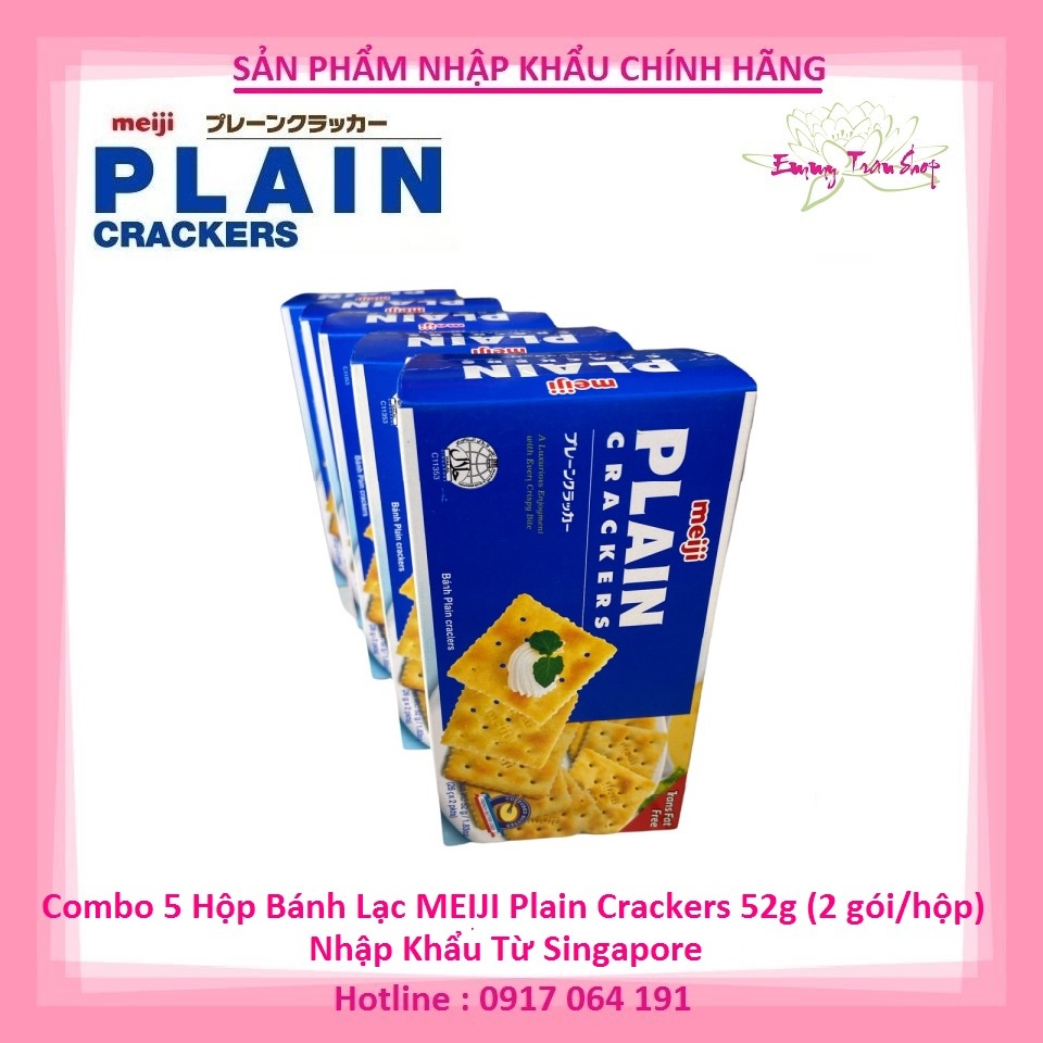 Combo 5 Hộp Bánh Lạc MEIJI Plain Crackers 52g- dành cho người ăn kiêng,tiểu đường ( Emmy Tran Shop )