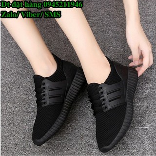 C95 Giày Thể Thao Nữ Buộc Dây Đế Đen