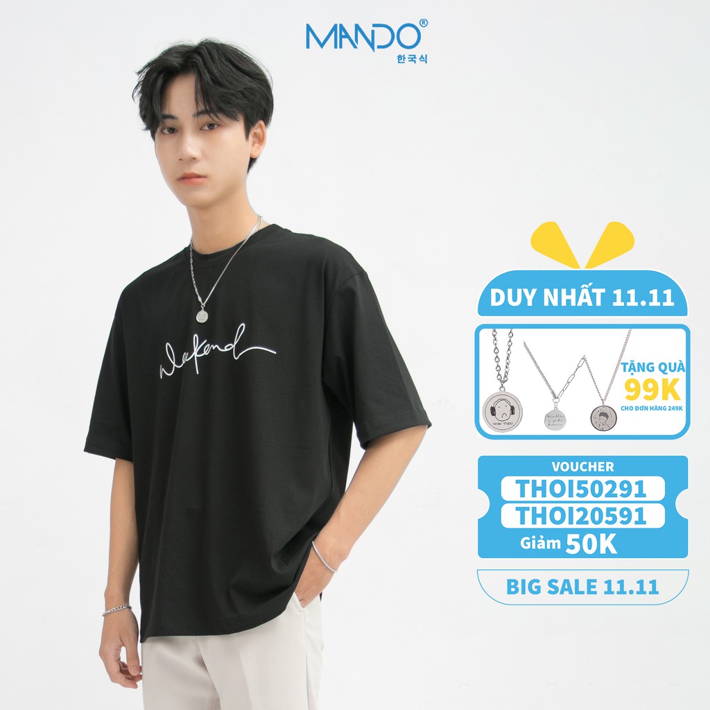 Áo Phông Cổ Tròn Ngắn Tay In Chữ Phong Cách Hàn Quốc Thời Trang Nam MANDO - PDN036