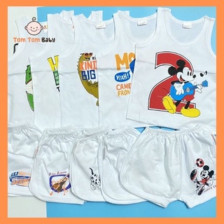 Sỉ 5 Bộ quần áo ba lỗ Susu màu trắng cho bé trai, chất vải cotton 100%, mềm, mịn, size từ 5 đến 25 kg, mẫu y hình