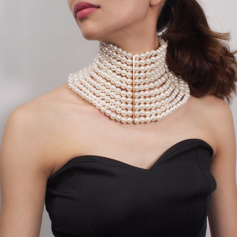 Dây Chuyền Choker Nhiều Lớp Đính Ngọc Trai Nhân Tạo Thời Trang Dành Cho Nữ