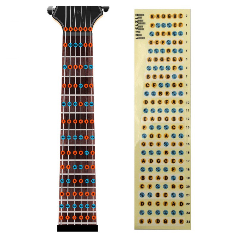 Guitar Fretboard Note Decals Fingerboard Frets Map Sticker for Beginner Learner Practice Fit 6 Strings Acoustic Electric Guitar(Guitar-Multicolor)