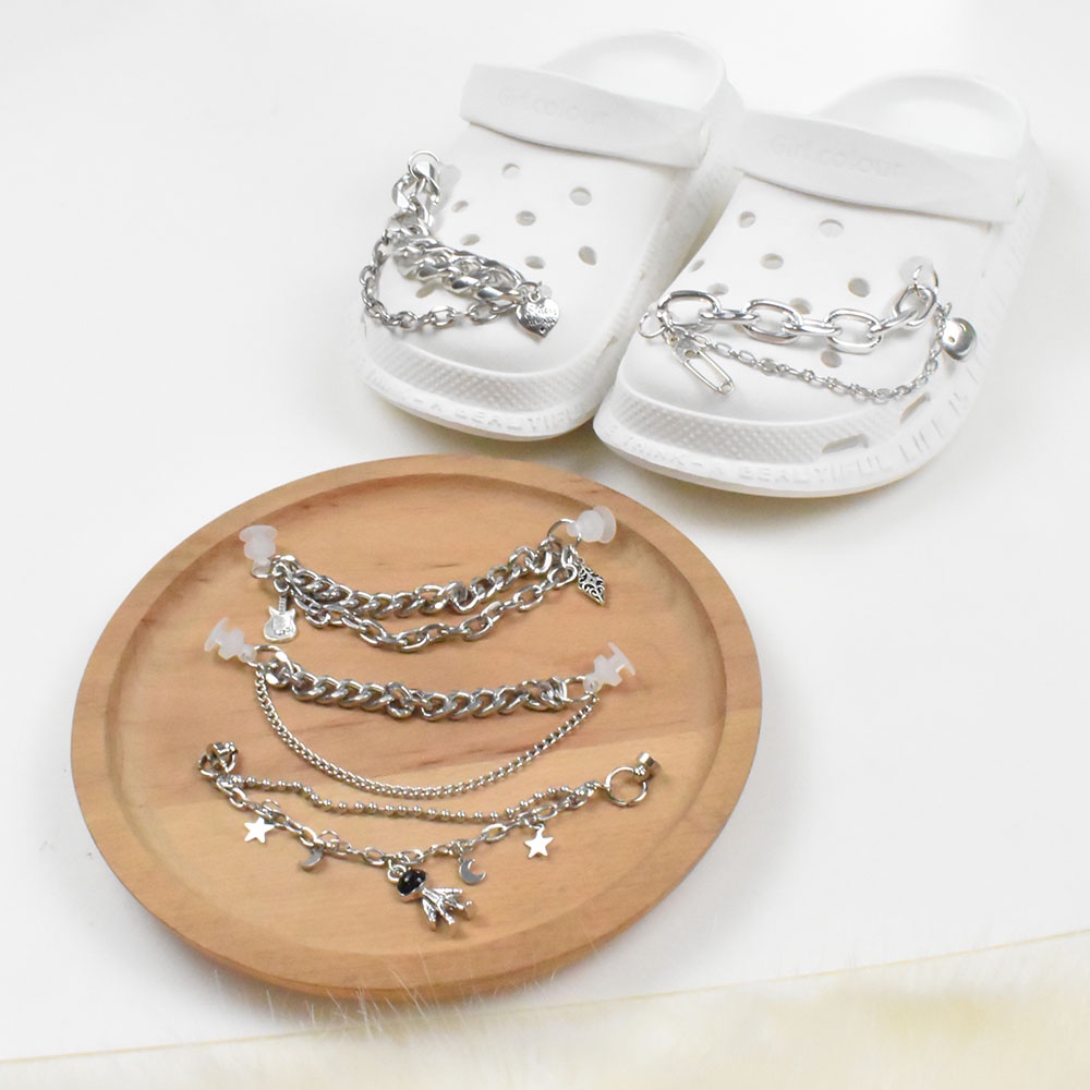 Phụ Kiện Dây Xích Gắn Trang Trí Giày Bằng Kim Loại Kiểu Mặt Trăng Jimbits croc Độc Đáo