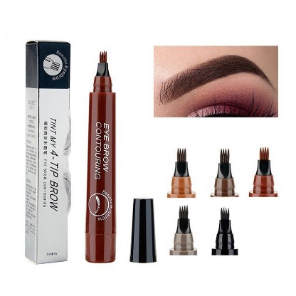 Bút kẻ lông mày dạng lỏng chống thấm nước và mồ hôi thiết kế đầu 4 nhánh 5 màu tùy chọn | BigBuy360 - bigbuy360.vn
