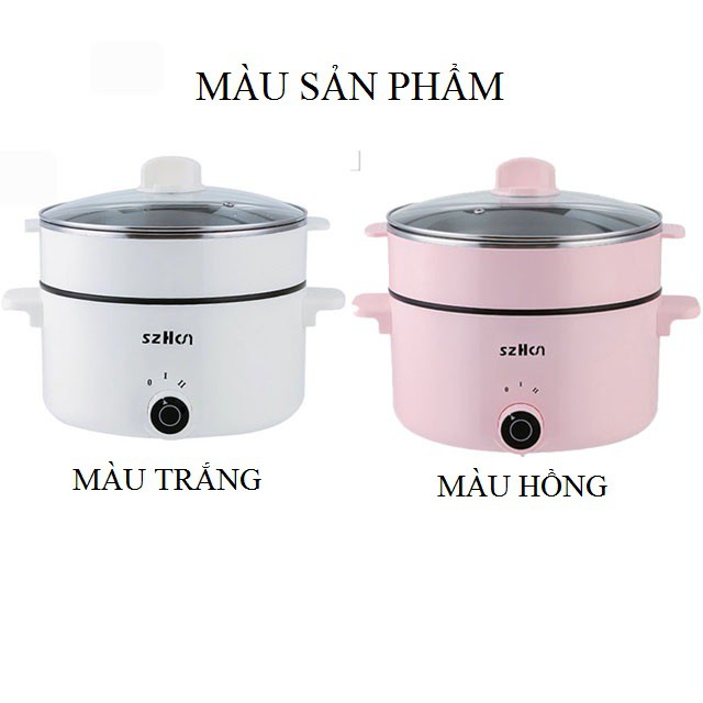 Nồi lẩu điện đa năng 2 tầng chống dính cao cấp 2,5- 3 Lít, nồi lẩu điện da năng sử dụng chiên, xào, hấp