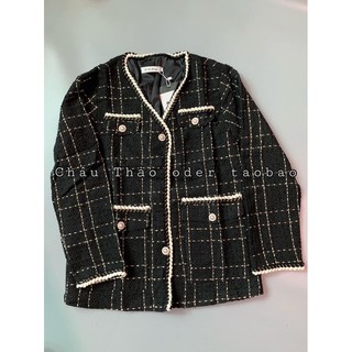 Order áo dạ tweed viền ( sẵn đen XL )