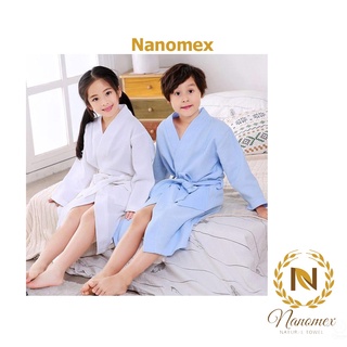 Áo choàng tắm cao cấp cho bé nam bé nữ từ 4 tuổi trở lên, chất vải tổ ong thoáng mát, mềm mịn Nanomex