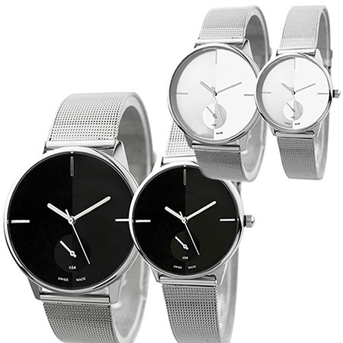 Đồng hồ Quartz Unisex bằng thép không gỉ, kiểu dáng cổ điển cho nữ