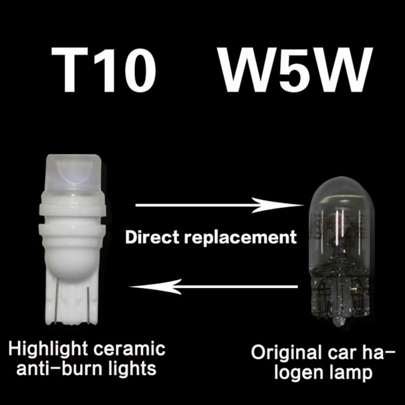 Set 10 Bóng Đèn LED T10 W5W Ánh Sáng Trắng Dành Cho Ô Tô