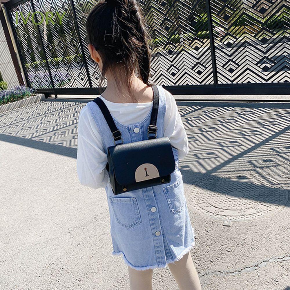 Balo Da PU Mini Họa Tiết Gấu Ngà Dễ Thương Thời Trang Cho Bé Gái