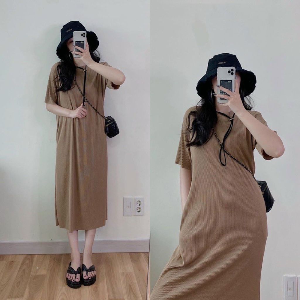 Váy bầu ngắn tay dập li nhỏ thời trang thiết kế công sở xinh xắn Mom and Baby M541