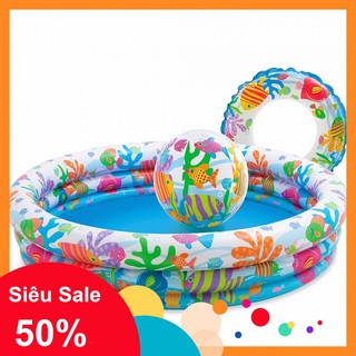 Bể phao intex 3 chi tiết tặng kèm phao cổ và bóng