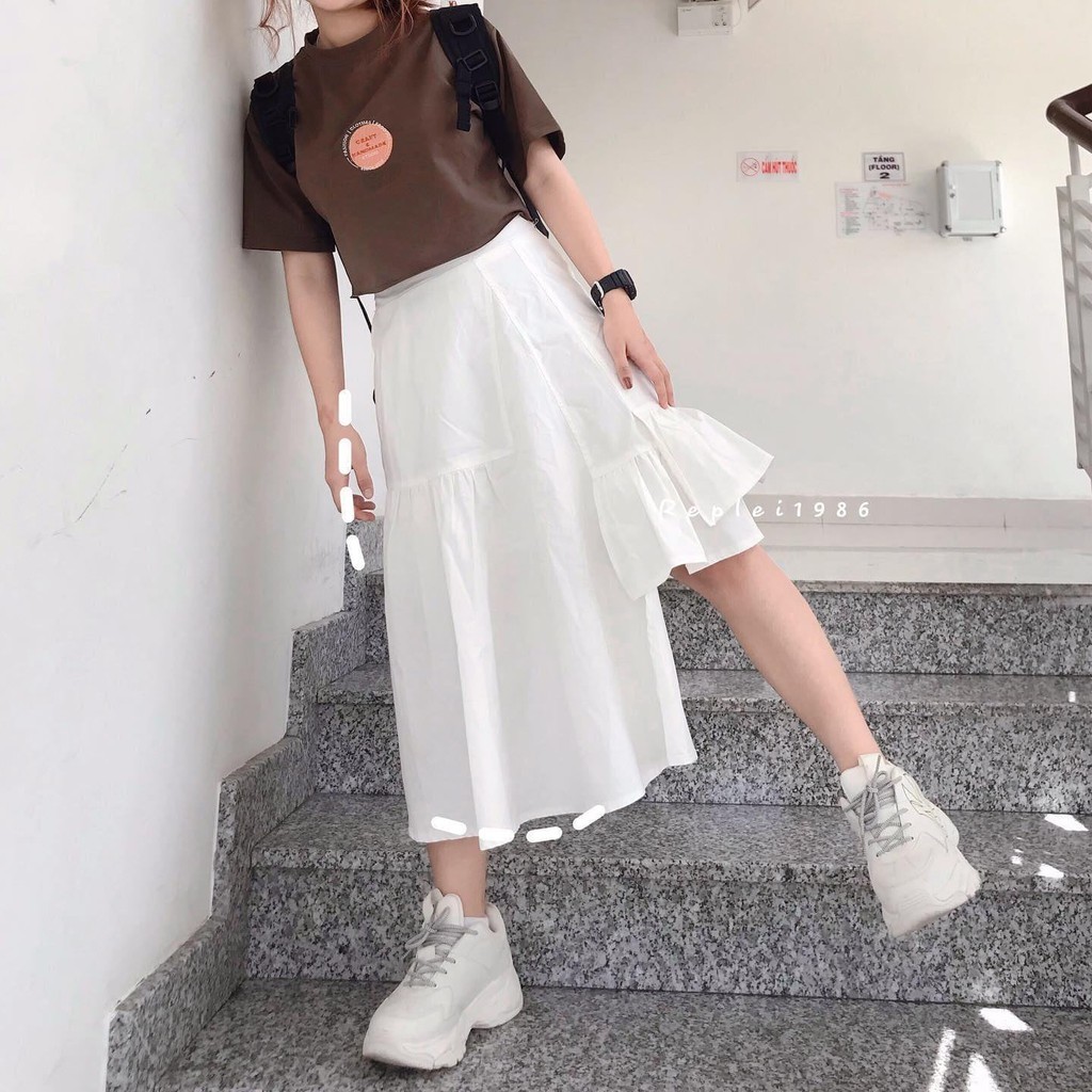 Chân váy ulzzang 3 tầng mới thiết kế lệch tầng lạ mắt cạp chun dáng suông có quần trong chất voan cưc xinh | BigBuy360 - bigbuy360.vn