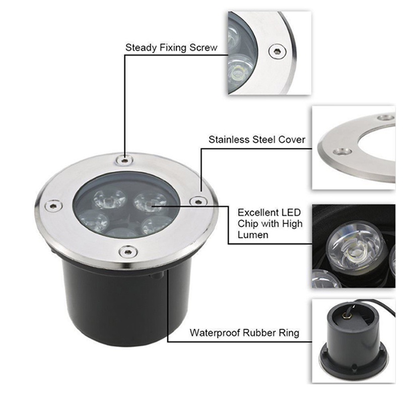 Bóng Đèn Âm Đất Ngoài Trời ip68 1w 3w 5w 6w dc12v