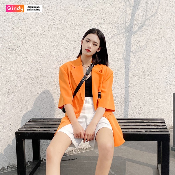 Áo blazer nữ GINDY vest thời trang 2 lớp tay lửng không đệm vai thời trang xuân hè phong cách Hàn Quốc A027