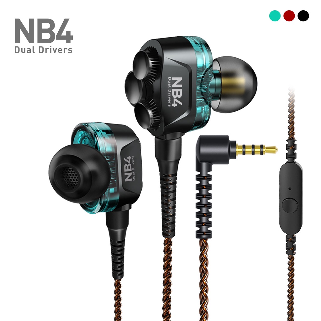 Tai nghe plextone NB4, chân cắm aux 3.5mm, có mic, dual driver cực mạnh, âm thanh cực rõ nét
