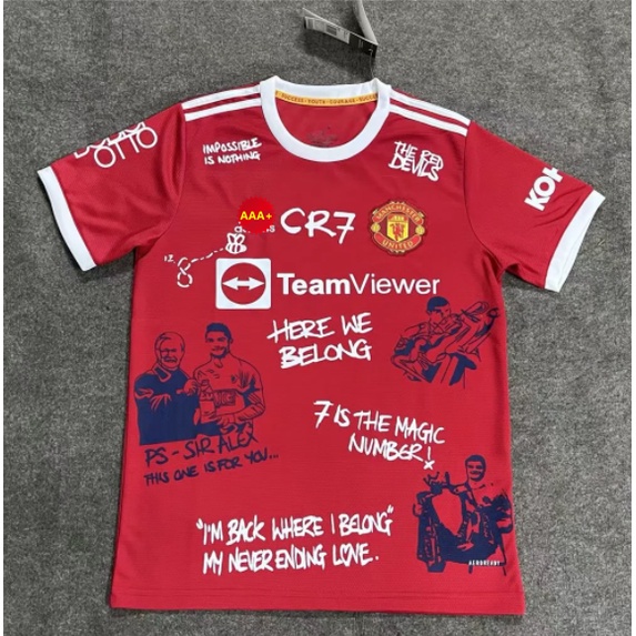 Áo thun thể thao in hình cầu thủ bóng đá Ronaldo CR7 21-22 MU MAN U