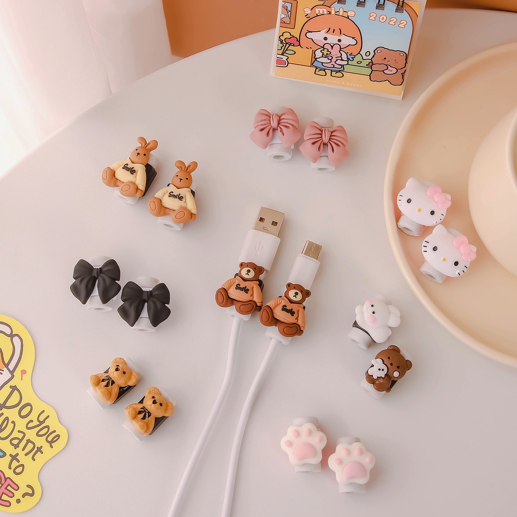 Phụ Kiện Bảo Vệ Dây Cáp Sạc Cổng usb Sang Cổng type c Kiểu Dáng Hoạt Hình Dễ Thương Cho Điện Thoại Android
