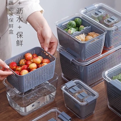 Hộp đựng thực phẩm tủ lạnh hai lớp có nắp thoáng khí dễ dàng bảo quản