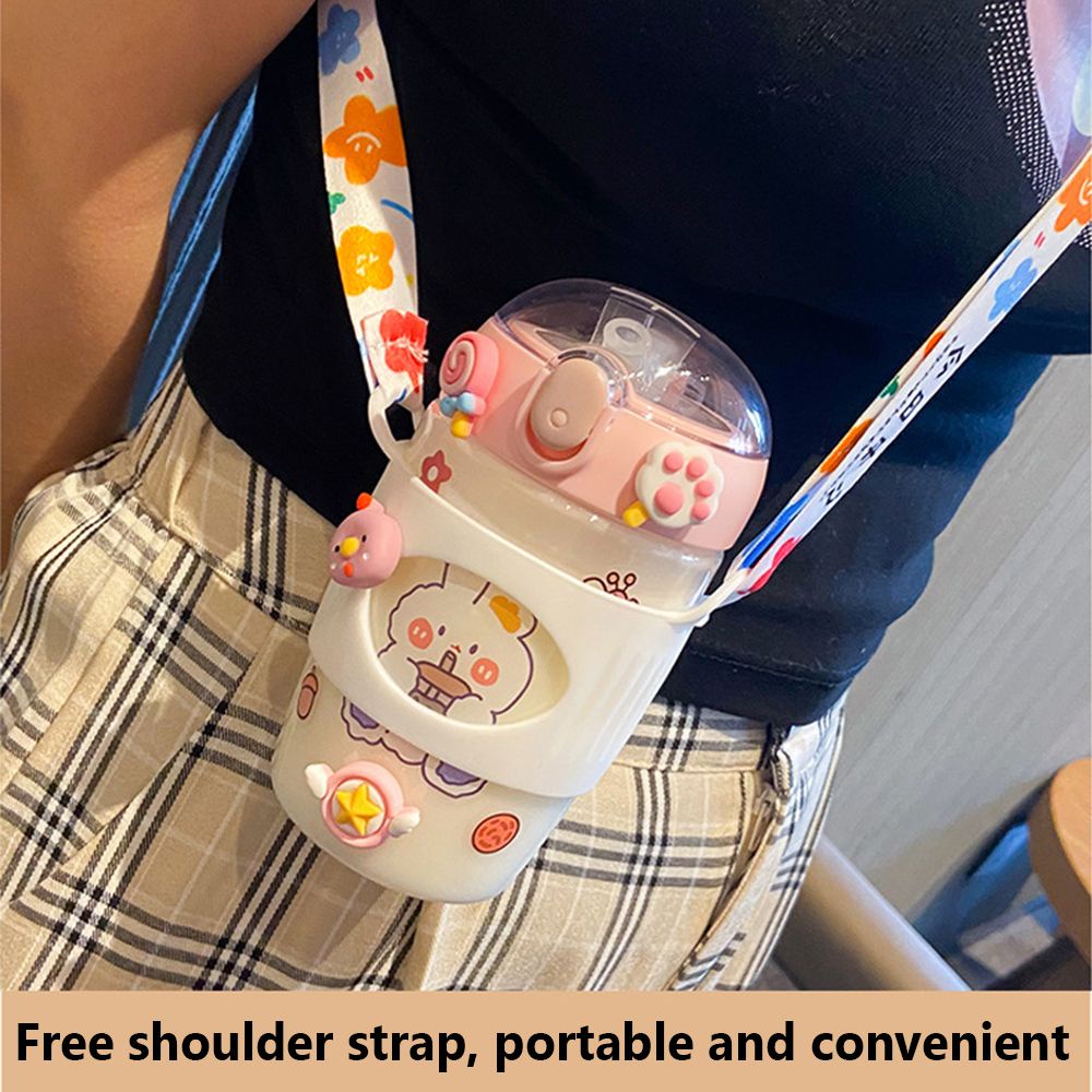 Bình nước 380ml họa tiết hoạt hình 3D nhiều màu sắc