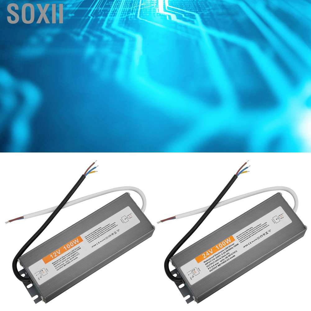 Soxii 100W Ultra Thin Waterproof Power Supply Transformer Adapter LED Driver AC110‑250