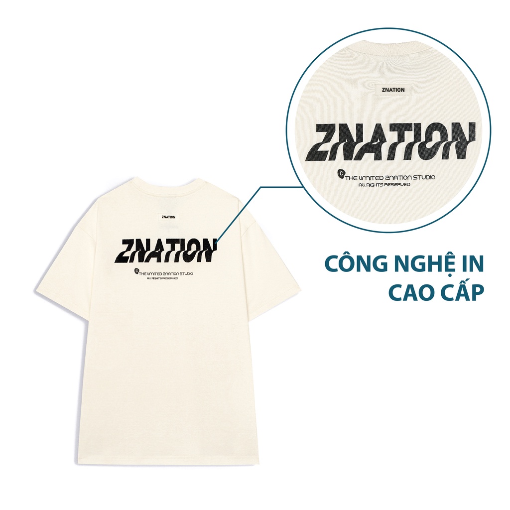 Áo Thun ZNATION Supre Tee Unisex Oversize Màu Be