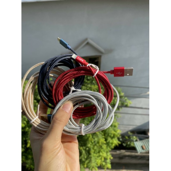 Cáp dù sạc nhanh 2A dài 3m chân Micro, IPhone, TypeC