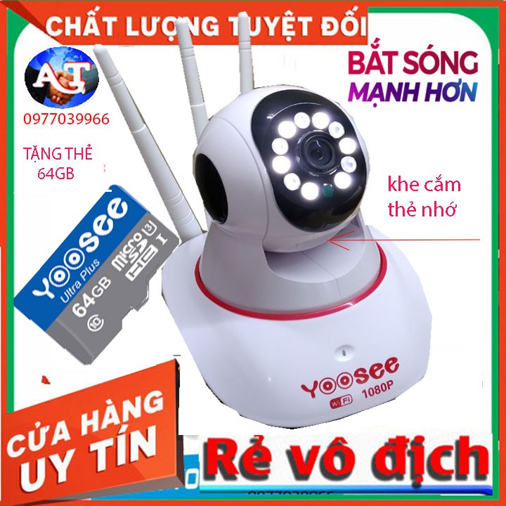 [ tặng thẻ nhớ 32gb 64gb] Camera Wifi Không Dây Yoosee 3 Râu màu vàng mới 2021 2.0 FULL 1080P