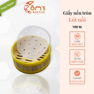 100 tờ Giấy nến đục lỗ , Giấy nến tròn lót xửng hấp, nồi chiên không dầu, hấp bánh bao