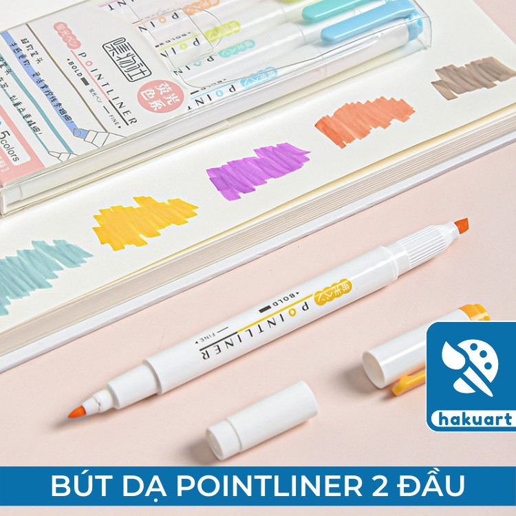 Bút Dạ POINTLINER 2 Đầu ghi chú, đánh dấu, trang trí sổ tay - Họa Cụ Hakuart