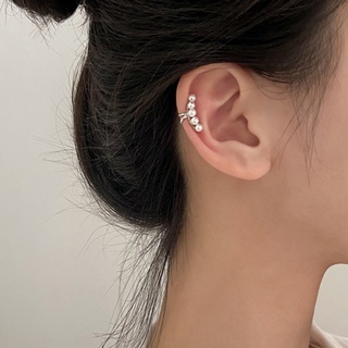 Bông tai, Khuyên tai nữ bạc 925 cao cấp ngọc trai nhân tạo chuỗi kẹp vành dọc sang chảnh K169| TRANG SỨC BẠC HARMONY