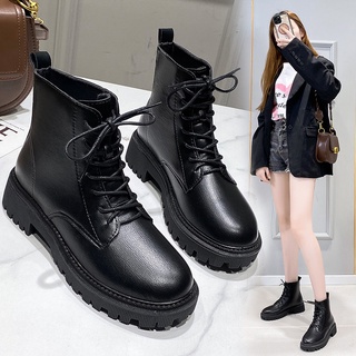 Image of MAY Fashion Martin Boots Korean Style Ladies Zippers Ankle Boots Comfortable High Heel Leather Shoes Ready Stock