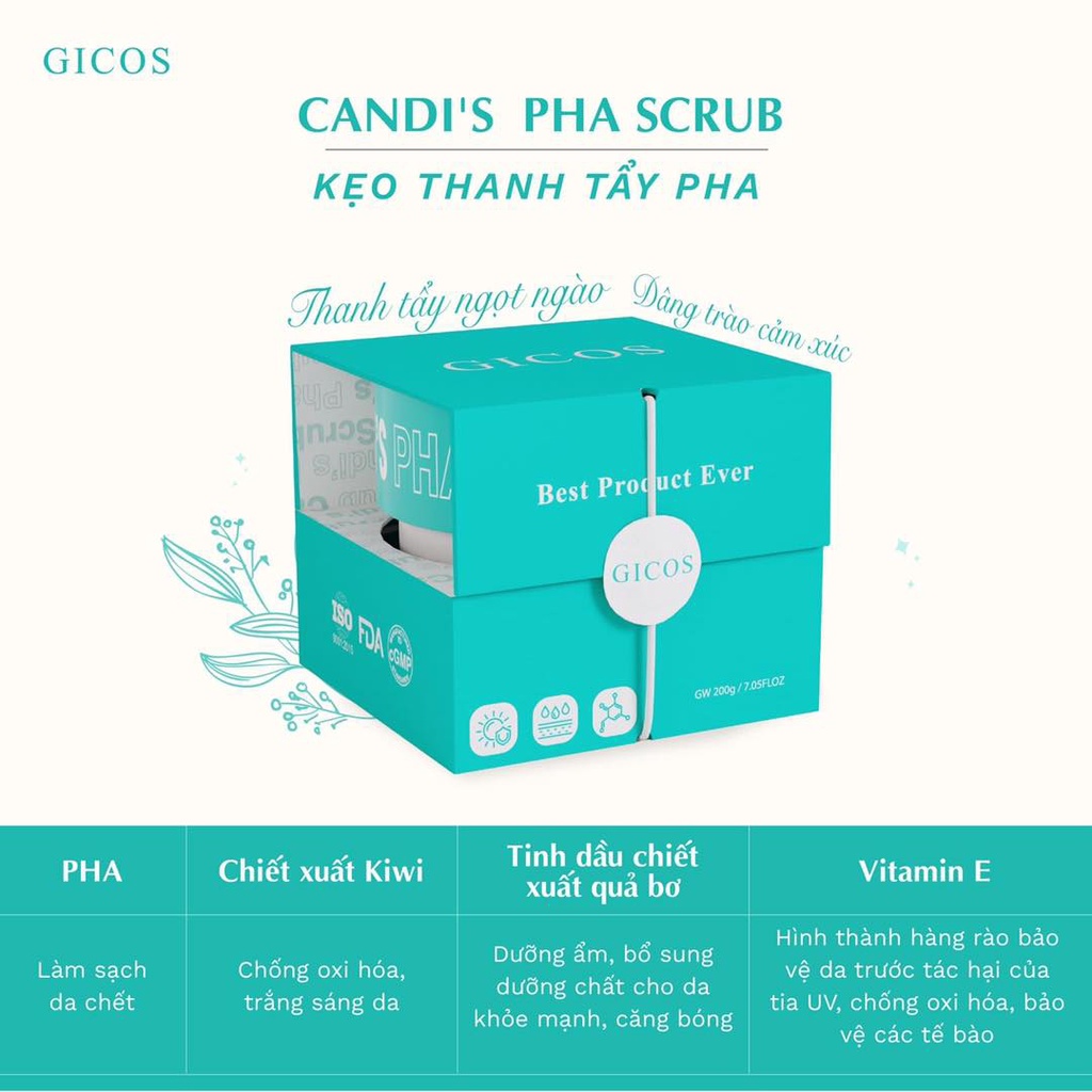 Tẩy tế bào chết hóa học Candi's PHA scrub nhà Gicos 200gr