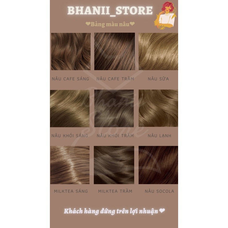 Thuốc nhuộm tóc Nâu Cafe KHÔNG TẨY bhanii store | BigBuy360 - bigbuy360.vn
