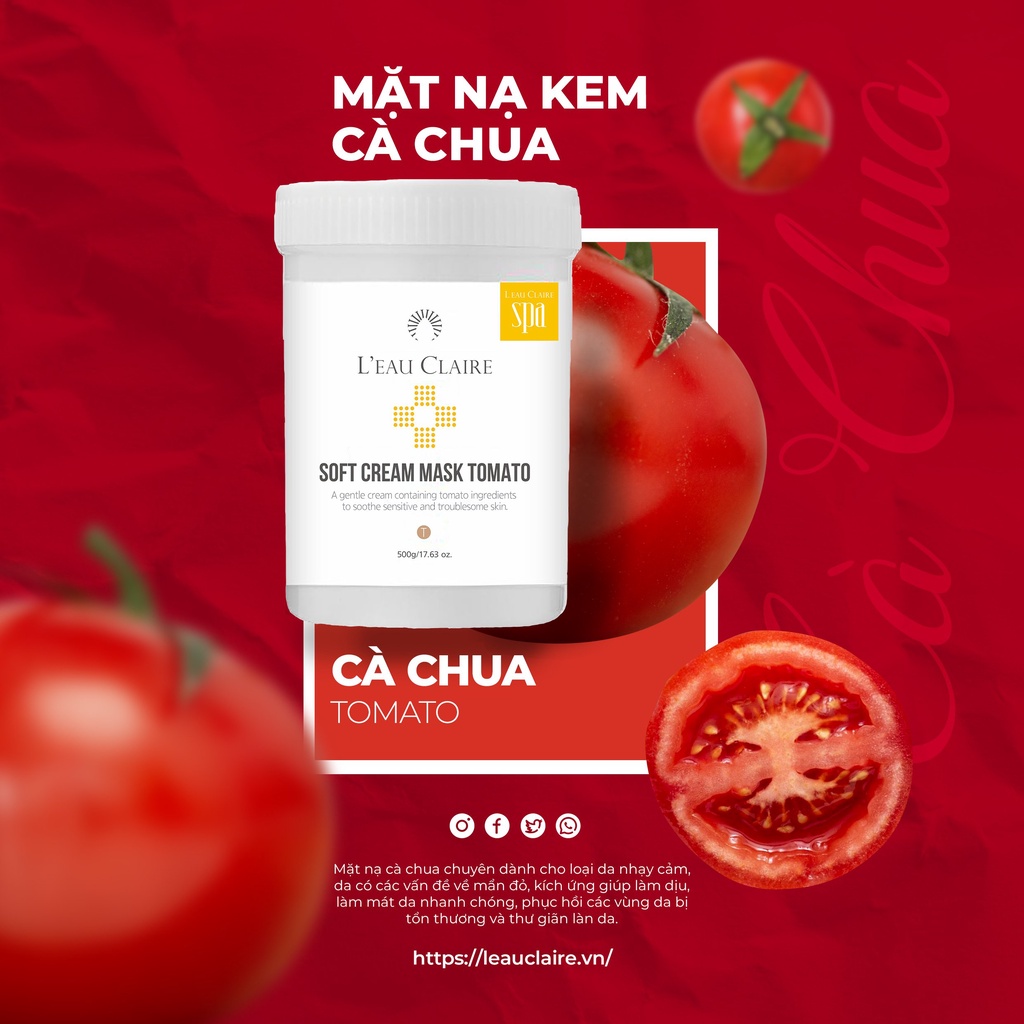 Mặt Nạ L'eau Claire Soft Cream Mask Tomato Hương Thơm Nhẹ Nhàng Dưỡng Ẩm Phục Hồi Dành Cho Da Nhạy Cảm 500ml