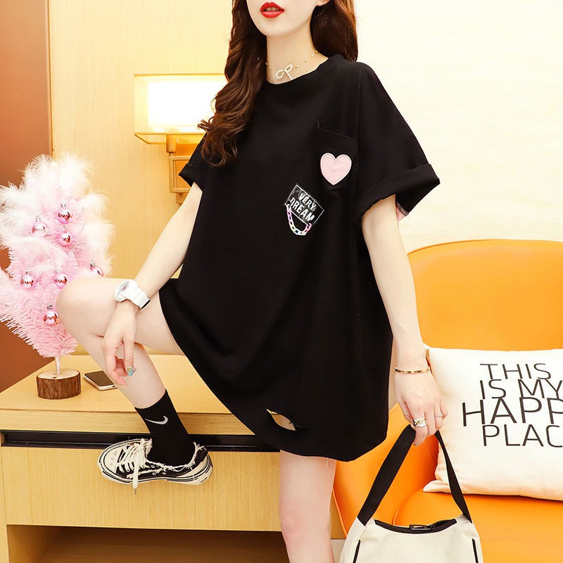 Large size short-sleeved t-shirt female ins tide net celebrity design sense niche 2021 new summer Korean version of loose half-sleeved top