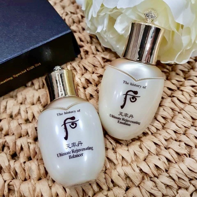 Cặp nước hoa hồng- sữa dưỡng whoo tái sinh untimate 25ml( tách set)