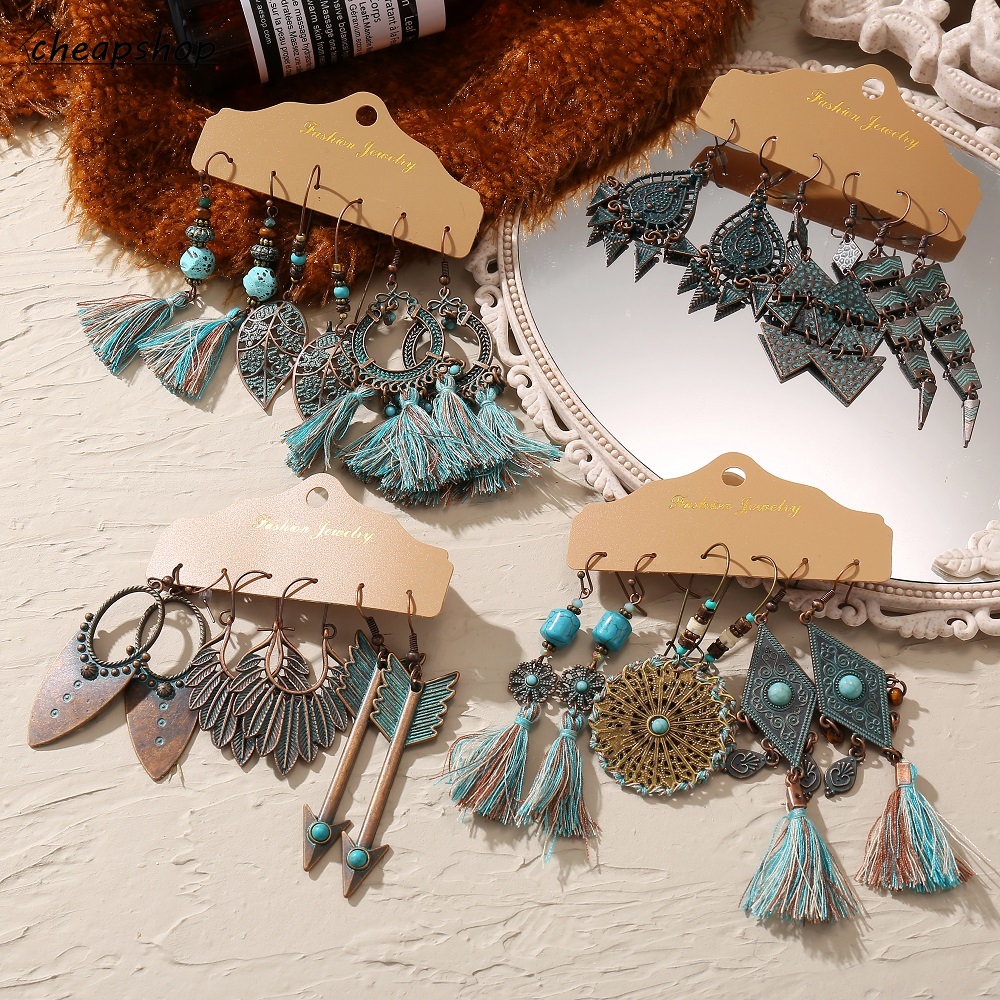 iF YOU Bộ khuyên tai acrylic phong cách dân tộc cổ điển xinh xắn dành cho nữ