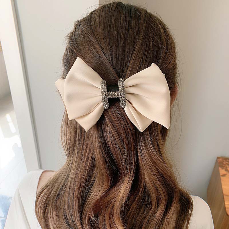 Kẹp Tóc Hình Nơ Lớn Đính Đá Thanh Lịch Cho Nữ