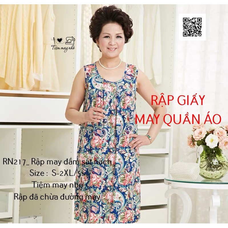 RN217_rập giấy may đầm suông sát nách nữ