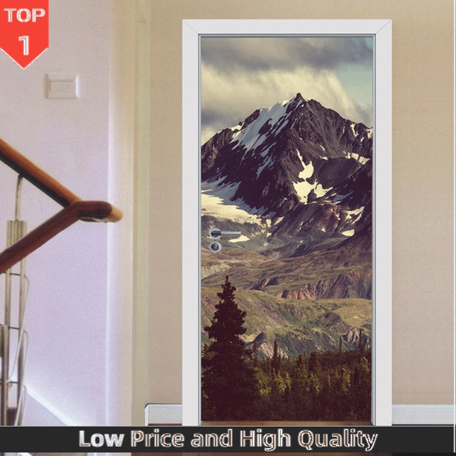 AM Snow Mountain Wall Sticker 3D Door Sticker Home Decoration Door Sticker