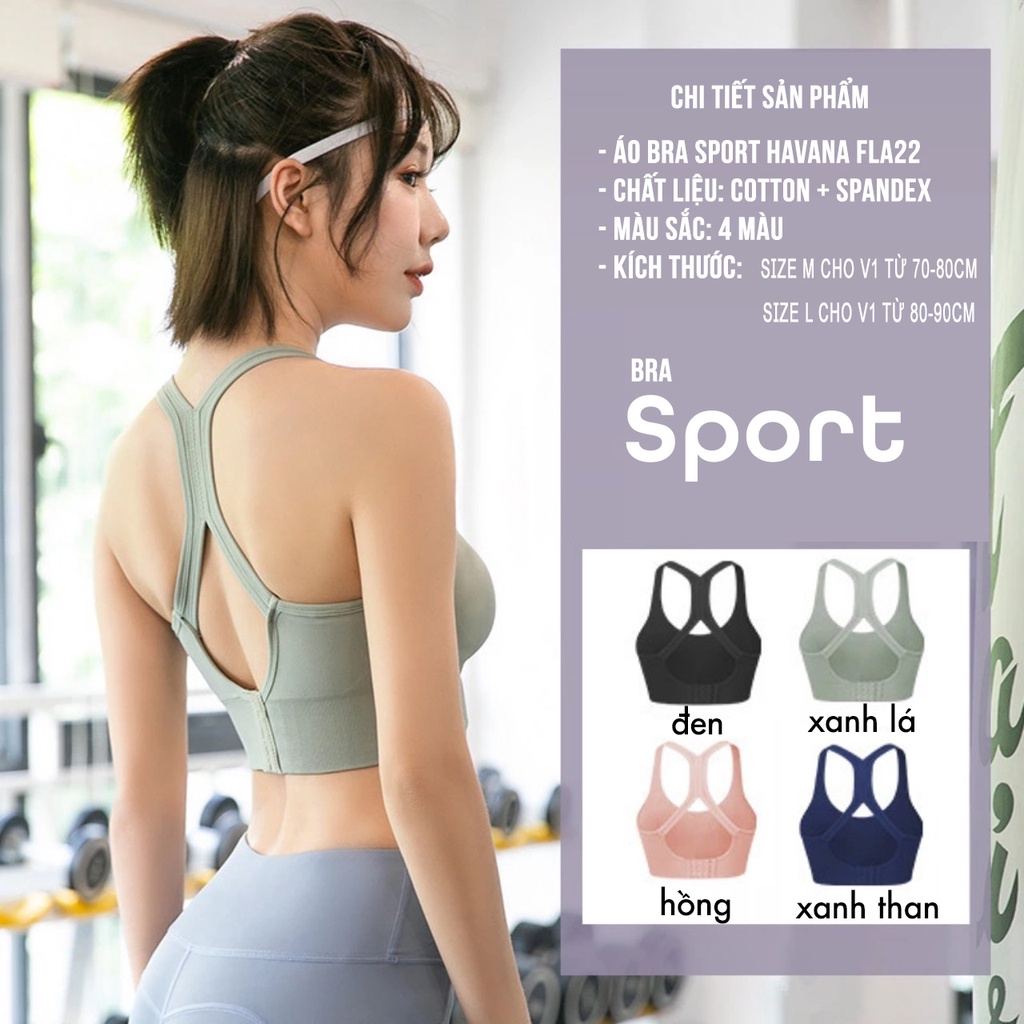 Áo bra thể thao gym, yoga có móc cài bản to giấu mỡ thừa - áo ngực havana FLA22