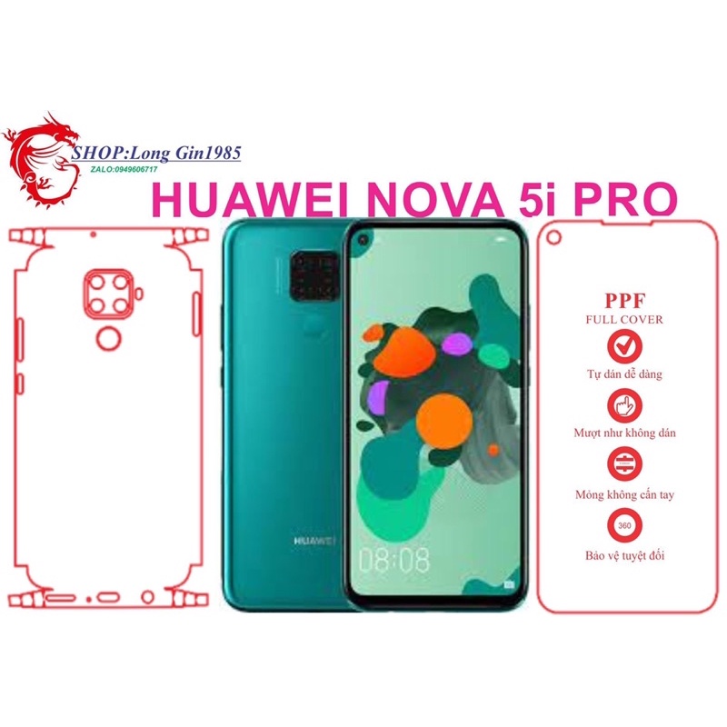 Huawei Nova 5i Pro miếng dán trong Ppf mặt sau và mặt trước chống va đập chống trầy xước
